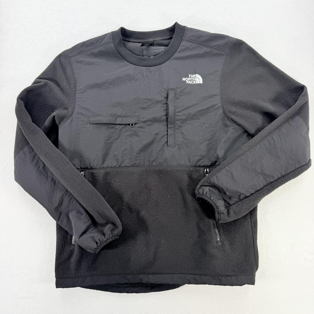 The North Face Jacket Mens Medium Black Fleece Crewneck Pullover Windbreaker